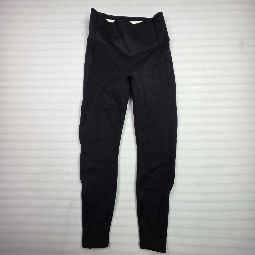 Halara Women Black Fleece Lined High Waisted Pocket Leggings Size S 7/8 Length